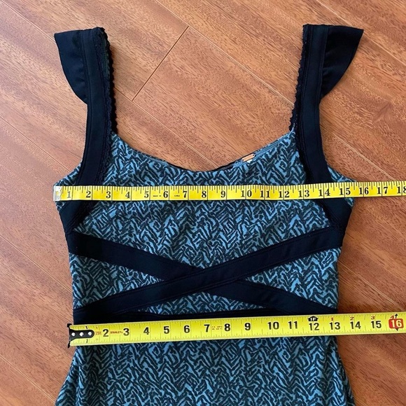 Free People Blue & Black Strappy Mini Dress - Size S - Picture 3 of 6
